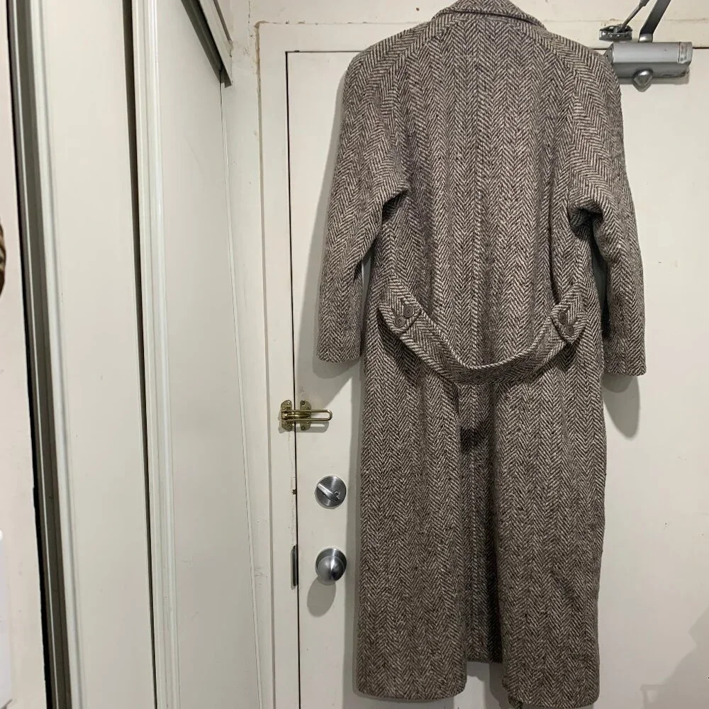 VINTAGE RAFFINATI TWEED DOUBLE BREAST TRENCH COATS SIZE M/L - Picture 3 of 11